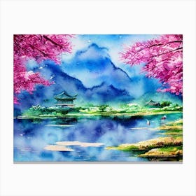 Tranquility Beneath The Cherry Blossoms  Canvas Print