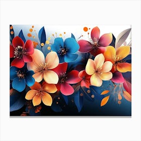 3D Colorful Flowers Canvas Print