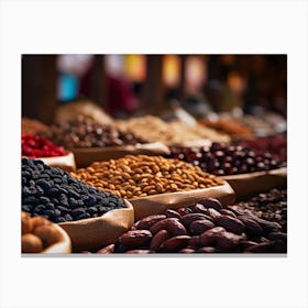 Market Of Dried Fruits And Nuts Canvas Print