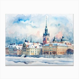 Watercolor Of Stockholm Canvas Print