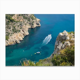 Boats and cliffs on the Mediterranean coast Canvas Print
