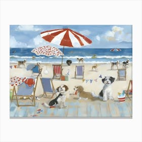 Dogs On The Beach 2 Canvas Print