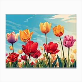 Colorful Tulips Canvas Print