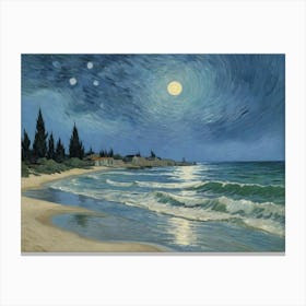 Starry Night Over The Island Canvas Print