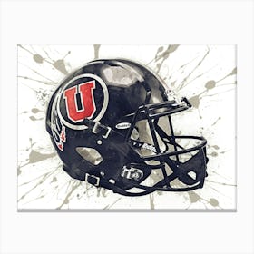 Utah Utes Black NCAA Helmet Poster Canvas Print