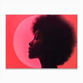 Silhouette Of A Woman with Afro Canvas Print