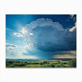 A Landscape Composition During Spring Transformation Into Summer Cumulus Clouds Dominating The High (6) Canvas Print