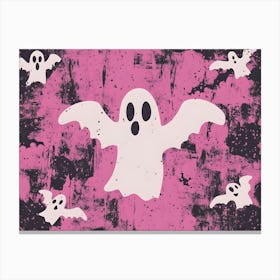 Ghosts On A Pink Background Canvas Print