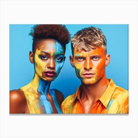 Young Couple With Painted Faces Canvas Print