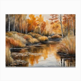 Autumn Pond Landscape Painting (37) Canvas Print