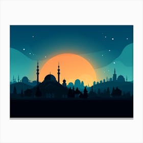 Islamic City At Sunset Art Print Canvas Print