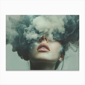 Smoke from Young Womens Face Canvas Print