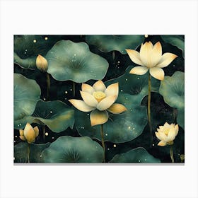 Seamless Lotus Leaf Pattern, Textured Background 1 Canvas Print