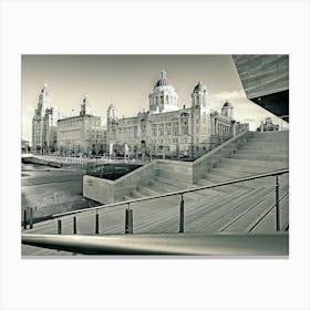 Liverpool Waterfront In Monochrome Canvas Print