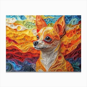 Chihuahua Paper Quill Dog Portrait Canvas Print