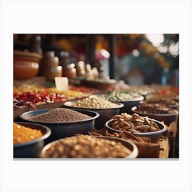 Spice Market In India Canvas Print