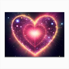 A Colorful Glowing Heart On A Dark Background Horizontal Composition 93 Canvas Print