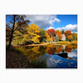 Autumn Leaves On A Lake Canvas Print