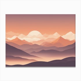 Misty mountains horizontal background in orange tone 167 Canvas Print
