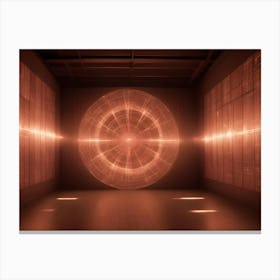 Abstract Image Of A Glowing, Orange Circle In A Dark Room, Resembling A Portal Or A Gateway Canvas Print