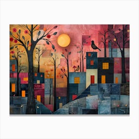 City At Sunset, Cubism Canvas Print