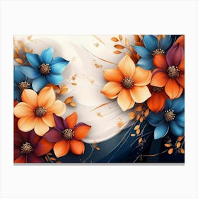 Abstract Background With Colorful Flowers, Modern Luxury 1 Canvas Print