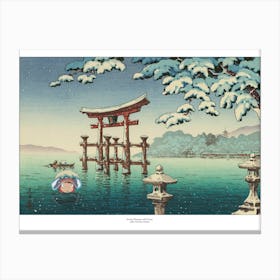 Ponyo And Snowy Miyajima - Japanese Woodblock Print - Studio Ghibli Canvas Print