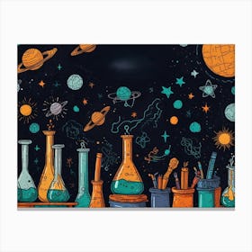 Doodle Science Background Canvas Print