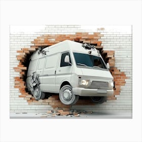 3D Van Through Brick Wall Canvas Print