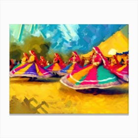 Colors of Rajasthan: A Spectacle of Folk Dance Artistry Canvas Print