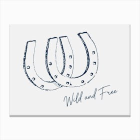 Horseshoe Wild And Free Navy Blue Canvas Print