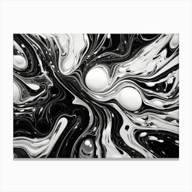 Fluid Dynamics Abstract Black And White 6 Canvas Print