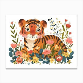 Little Floral Bengal Tiger 2 Canvas Print