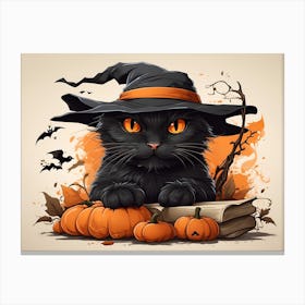 Black Cat Witch2 Canvas Print