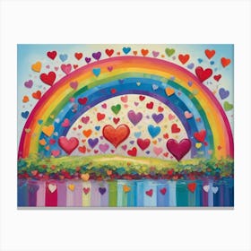 Rainbow With Hearts 2 Canvas Print