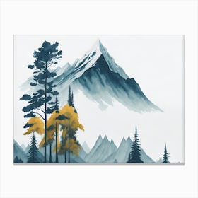 Mountain And Forest In Minimalist Watercolor Horizontal Composition 417 Canvas Print