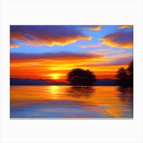 Sunset Over The Lake 5 Canvas Print