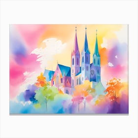 Watercolor Of A Church 1 Canvas Print