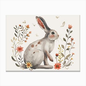 Little Floral Arctic Hare 4 Canvas Print