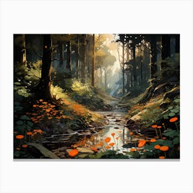 Stream In The Forest Canvas Print