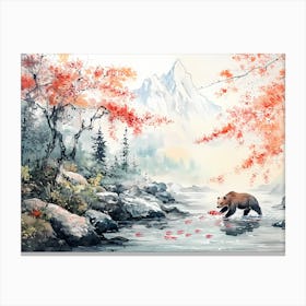 Bear In Spring Canvas Print