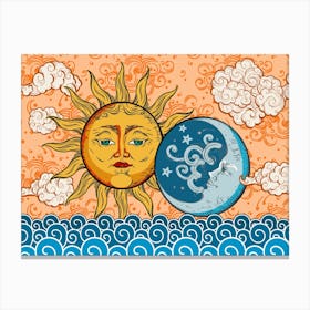 Sun And Moon - Vintage alchemy, esotericism, spiritual, mystic Canvas Print