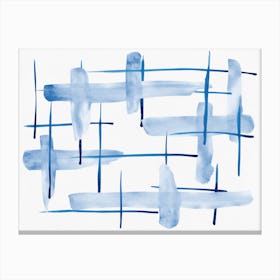 Abstract Lines Blue And White 05 Canvas Print