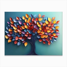 Elegant Colorful Tree With Vibrant Leaves Hanging Branches 22 Canvas Print