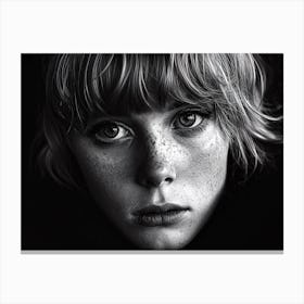 Portrait Of A Girl With Freckles Canvas Print