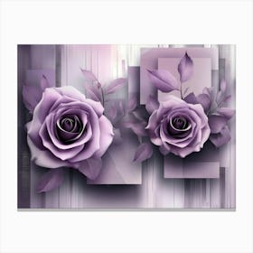 3D Purple Roses Canvas Print