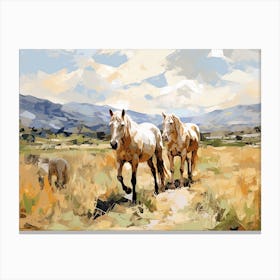 Horses Painting In Cotacachi, Ecuador, Landscape 2 Canvas Print