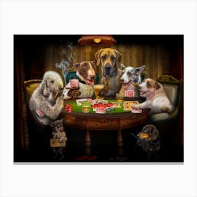 Funny Dog Playing Card Poker 1 Canvas Print