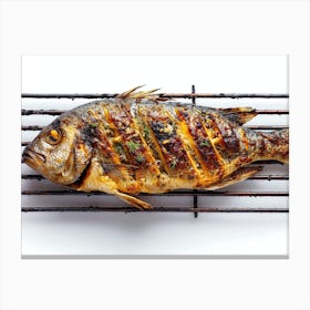 Grilled Fish On Grill Canvas Print