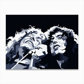 Led Zeppelin English Hard Rock in Black White Portrait Canvas Print